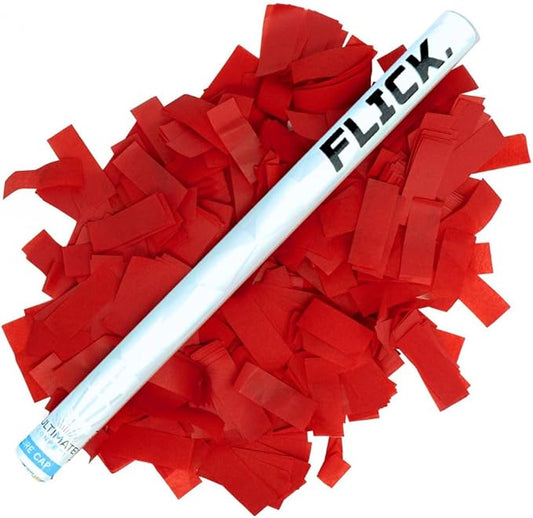 Ultimate Confetti - 8 Pack Red Confetti Wands - Handheld 14" Biodegradable Tissue Paper Confetti Flick Flutter Sticks For Wedding, Birthday, Parties & Live Events - 2 Handfuls, 1.5 oz Each Stick