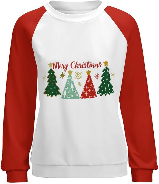 LOAIHA Christmas Sweatshirts for Women Christmas Tree Graphic Shirt Xmas Long Sleeve Merry Christmas Pullover Blouse