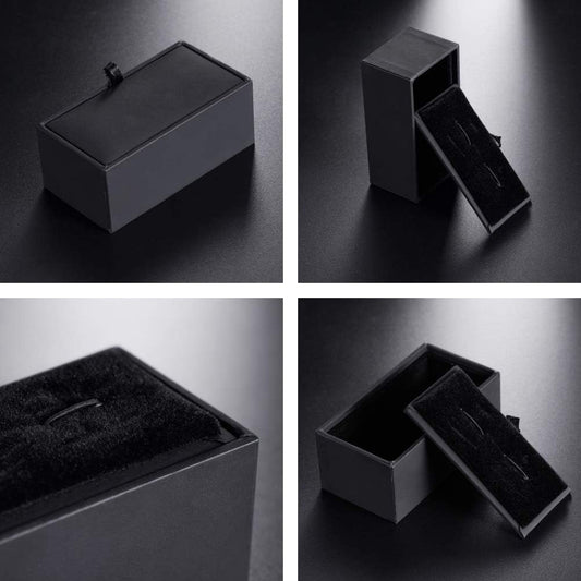 HooAMI Cufflink Box Tie Clip Bar Gift Box Black Jewelry Gift Box