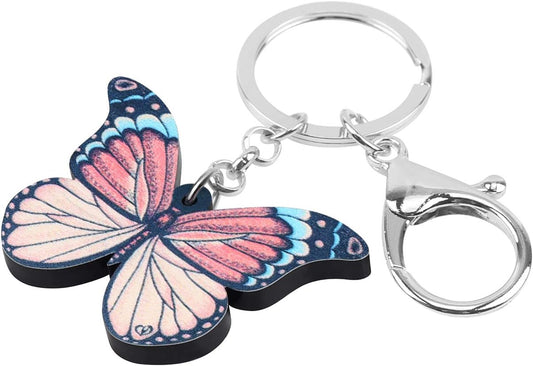 BONSNY Morpho Menelaus Butterfly Key Chains for Women Car Purse Bag Rings Pendant Charms