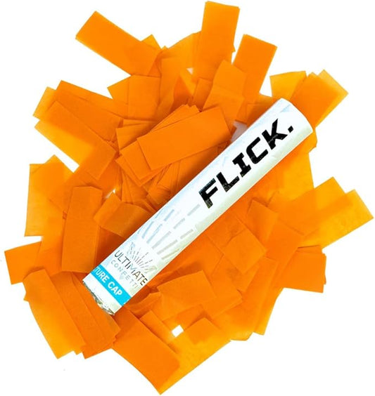Ultimate Confetti - 8 Pack Orange Confetti Wands - Handheld 6" Biodegradable Tissue Paper Confetti Flick Flutter Sticks For Wedding, Birthday, Parties & Live Events - 1 Handful, 0.5 oz Each Stick