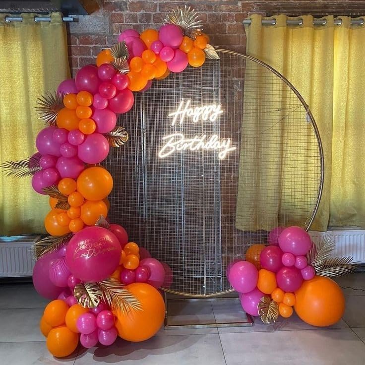 Pink Orange Yellow Balloons, 12 Inch Pink Orange Yellow and Gold Balloons for Birthday Graduation Summer Tropical Party Fall Thanksgiving Tequila Sunrise Sunset Party Decorations