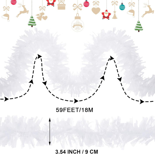 Dingion 59 Feet Christmas Tinsel Garland Metallic Twist Ornaments Hanging Glitter Xmas Garland for Christmas Tree Indoor Outdoor Decoration Party Supplies