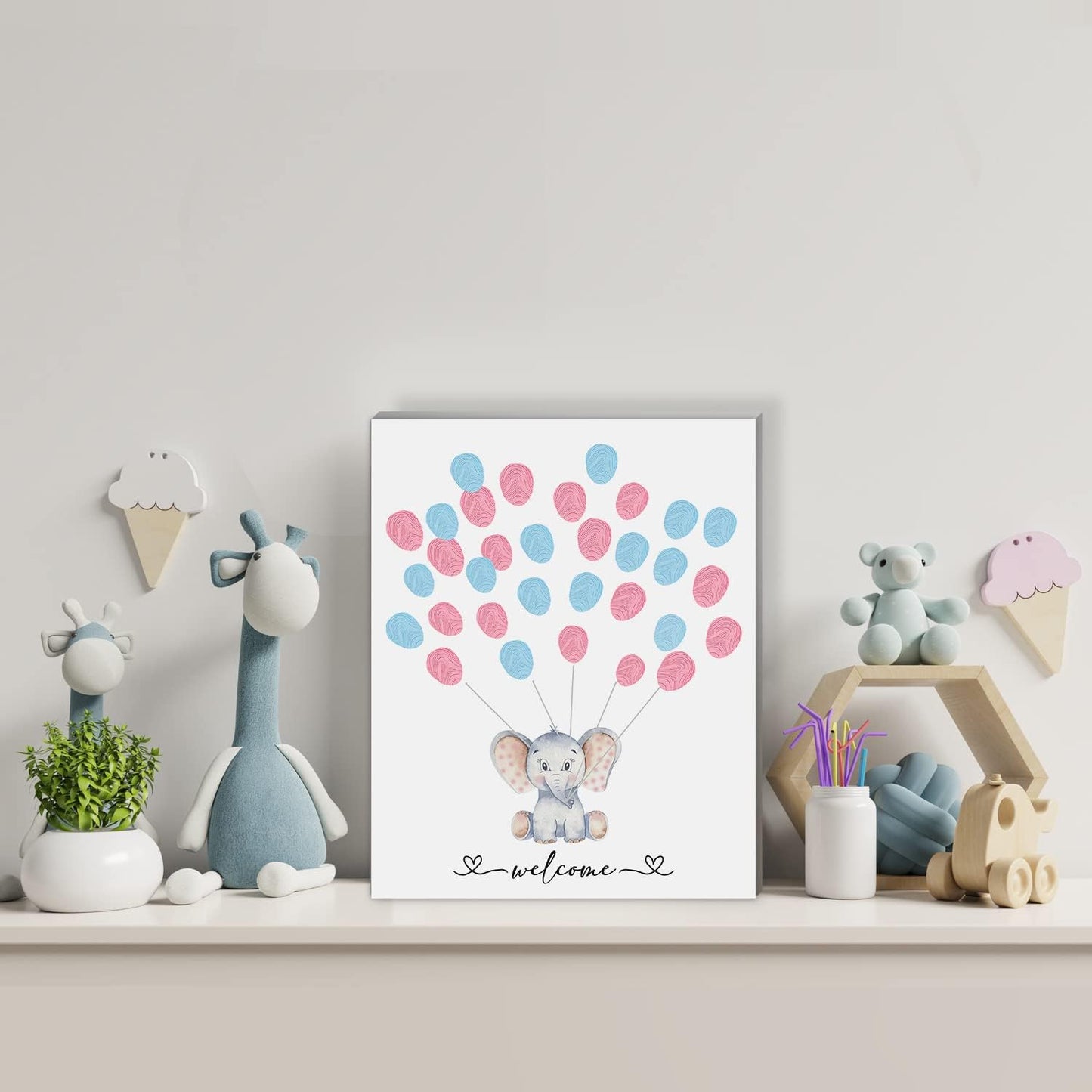 Gender Reveal Party Fingerprint Tree Sign, Elephant Theme Canvas Baby Shower, a Baby Shower Guest Book, Woodland Baby Shower Guest Book