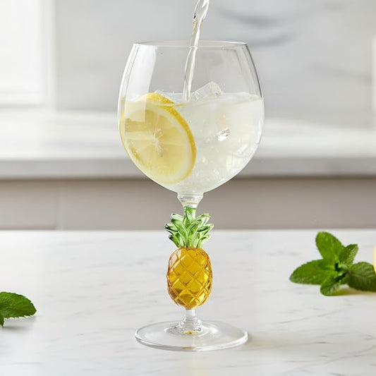 Supreme Housewares Pineapple Stem Wine Glasses, Yellow Pineapple-Shaped Reusable Shatterproof Acrylic Glass for Red or White Wine, Poolside, Outdoors, Parties, 18 oz, Set of 2