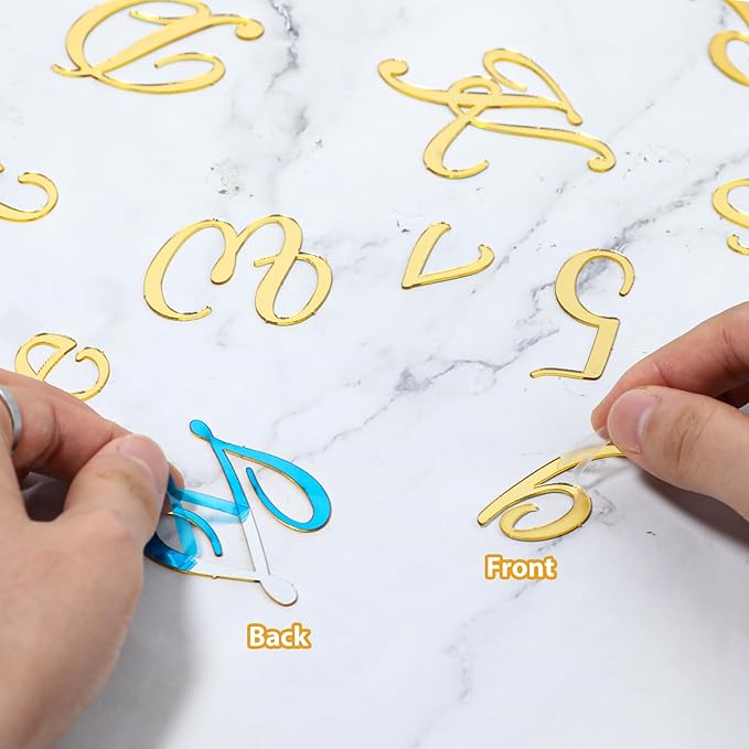 64Pcs Acrylic Cake Letters, Gold Letters Birthday Cake Topper, Personalized Alphabet Cakes Decorations for DIY Cakes, Birthday Party Supplies (0-9 Number and A-Z Letters)