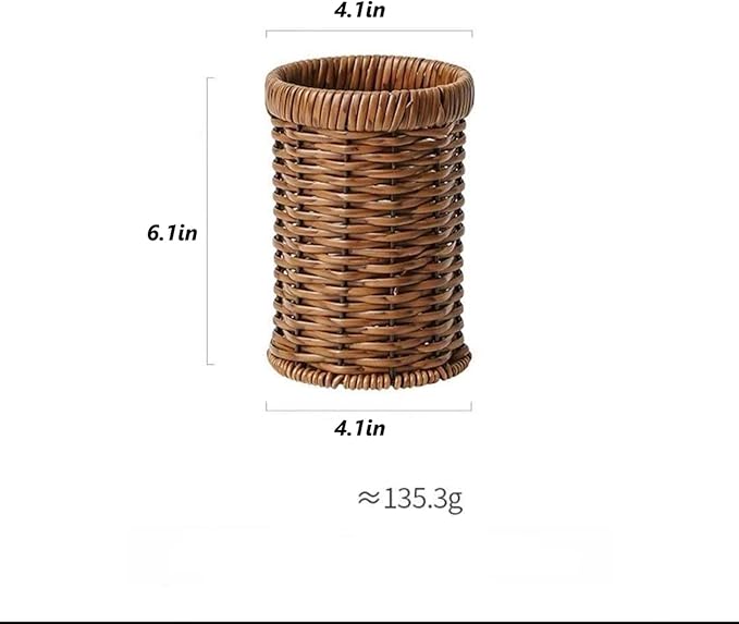 Utensil Holder Spoon Kitchen Counter Decor Wooden/Wicker Utensil Caddy6.1 L x 4" W x 4" H Farmhouse Kitchen Decor