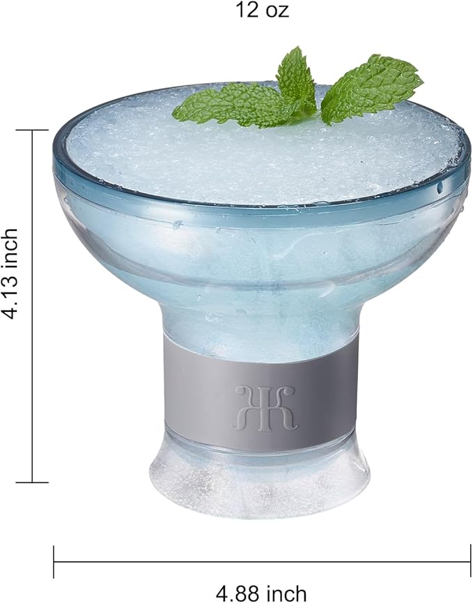 Khen Frozen Margarita & Cocktail Chiller Glasses | Set of 4 | Cooling Cups 12 OZ Unbreakable Tritan Acrylic, Double Wall Insulated to Keep Drink Cool, Freeze Gel Glass Cup, Silicone Holder