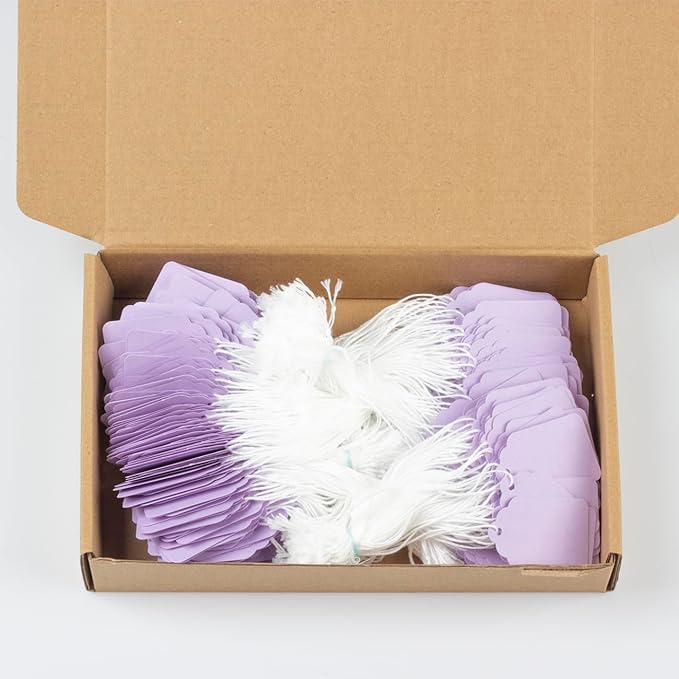 500pcs Price Tags with String - 1.88“x1.18 Purple Merchandise Tags for Clothing Jewelry and Crafts