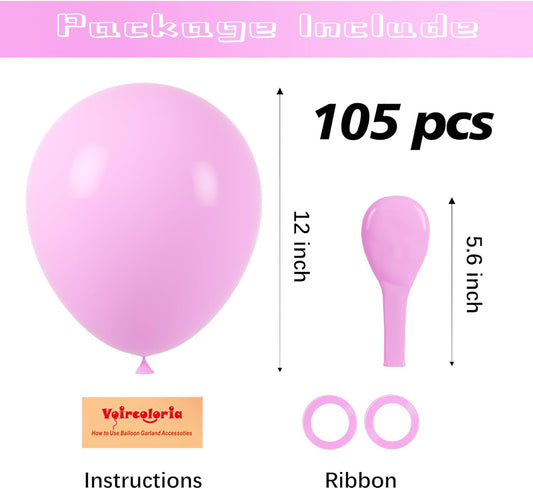 105pcs Pink Balloons 12inch Party Latex Balloons for Boys Girls Birthday Baby Shower Gender Reveal Wedding Sunflower Party Decorations