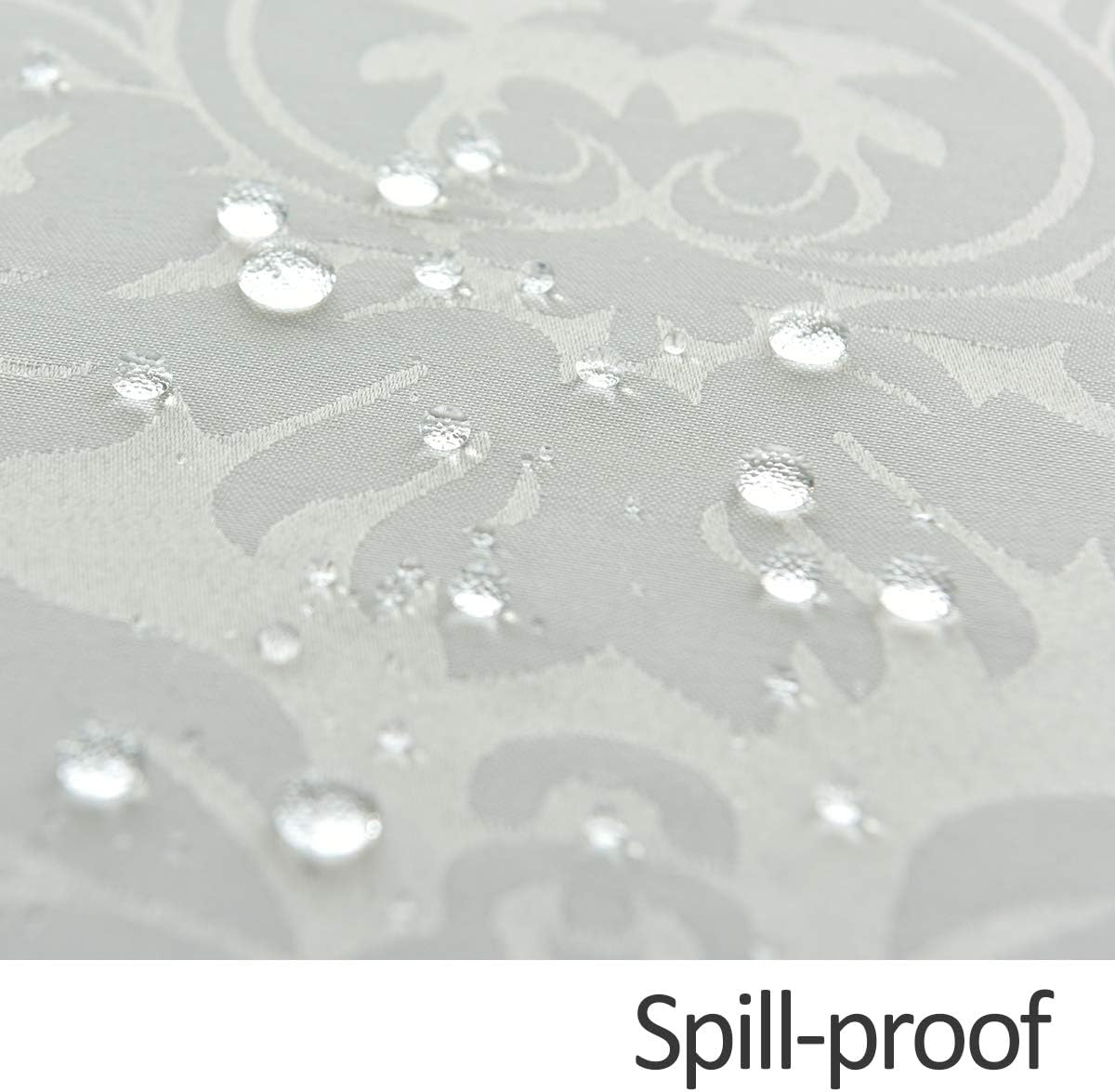 maxmill Jacquard Round Table Cloth Damask Design Waterproof Antiwrinkle Heavy Weight Soft Tablecloths for Circular Table Cover and Kitchen Dinning Tabletop Round 70 Inch Ivory