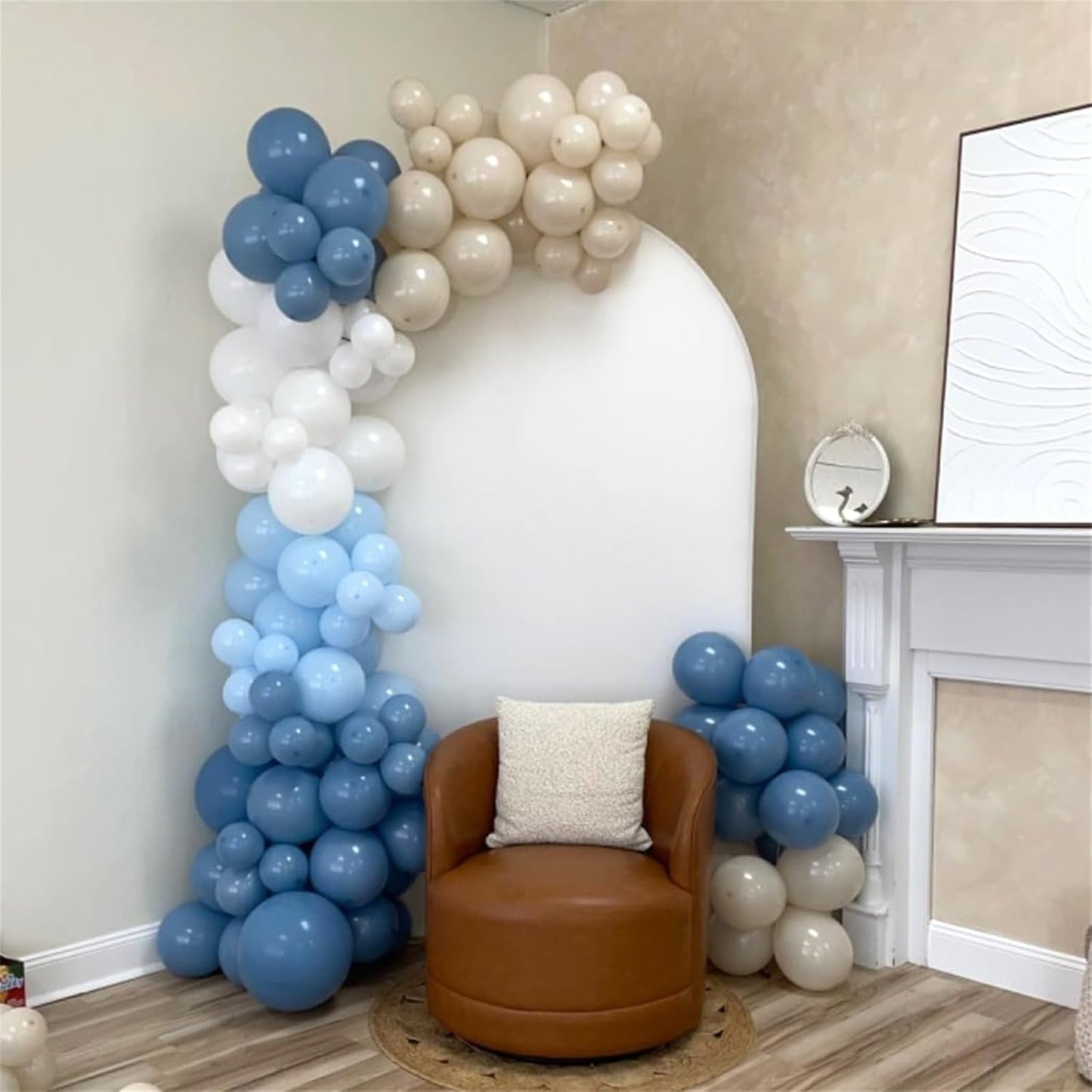 Dusty Blue Balloon Set – 60 Pcs 12 Inch Slate Blue Ivory Silver Latex Balloons for Baby Shower & Wedding