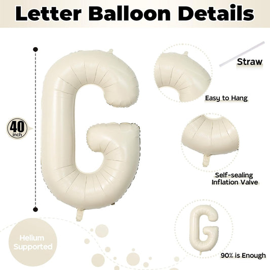 40 Inch Beige Big Bro Balloons Letter, Large Cream White Sand Big Bro Foil Balloon, Neutral Ivory Alphabet Mylar Balloon for Kid Newborn Boy Announcement Gender Reveal Baby Shower Party Decorations