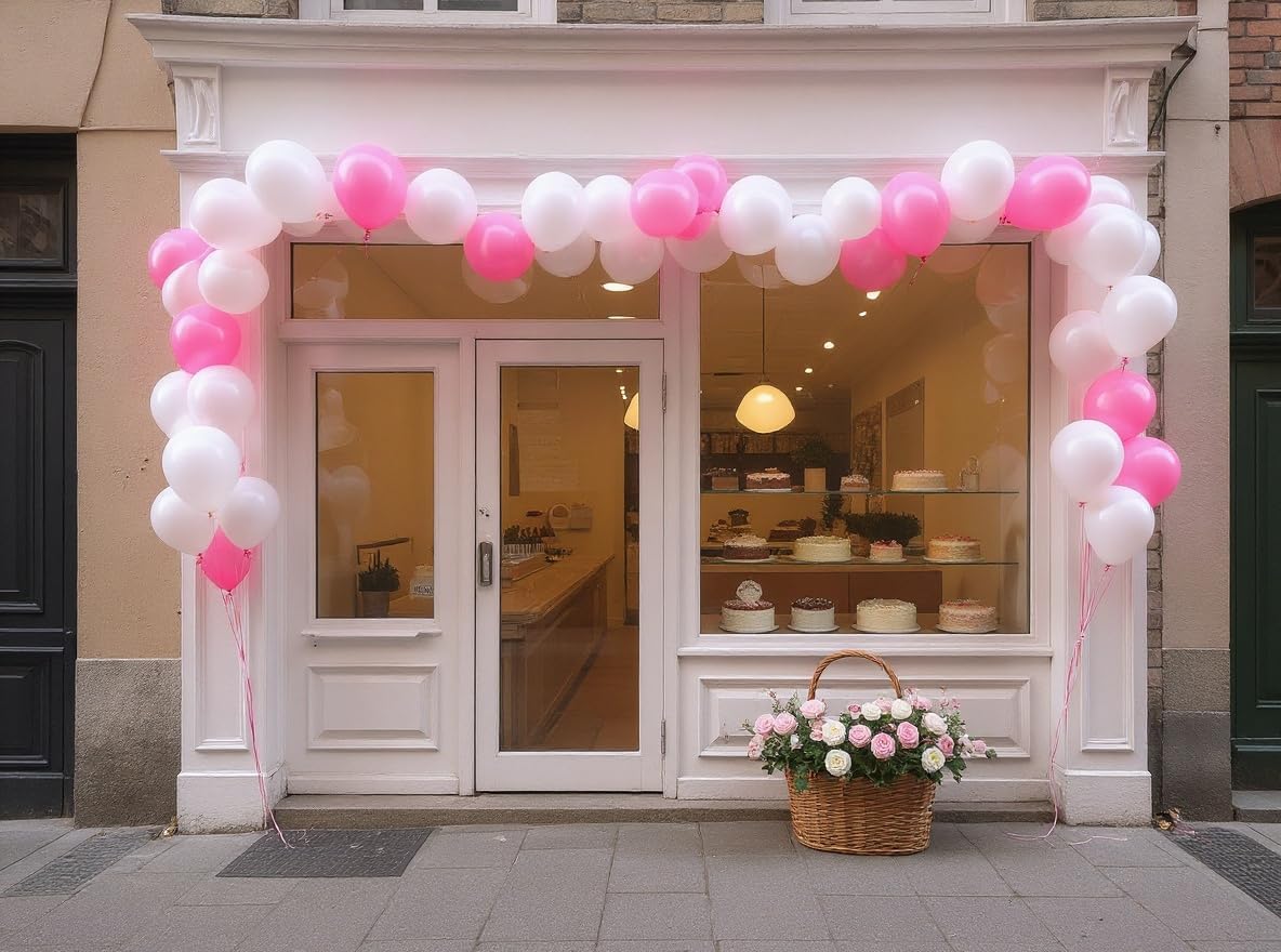 50 Pack 12 Inch White and Pink Latex Balloons (25 White + 25 Pink), Baby Shower Decorations, Gender Reveal Party Supplies, Bridal Shower & Birthday Balloon Arch Kit, Photo Backdrop, Air or Helium