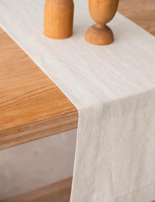 100% Hemp Table Runner, Organic Linen Table Runner, Farmhouse Table Decor, Boho Home Decor (Natural, 14 x 91 Inch)