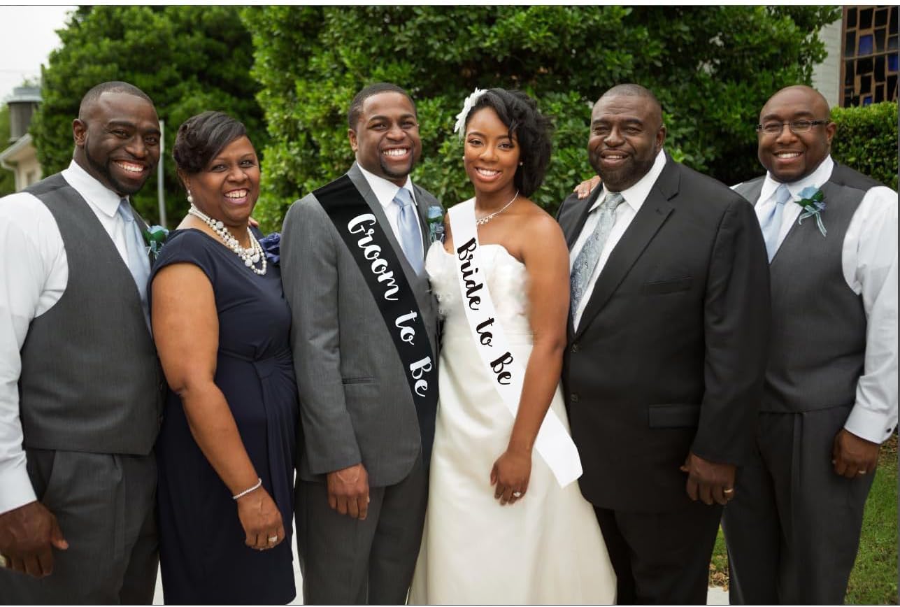 6 PACK Bachelorette Sashes for Groom and Groomsmen, Black Best Men Team Groom Sashes for Men Bachelor Party Decorations Favors Suppiles, Silver Letter