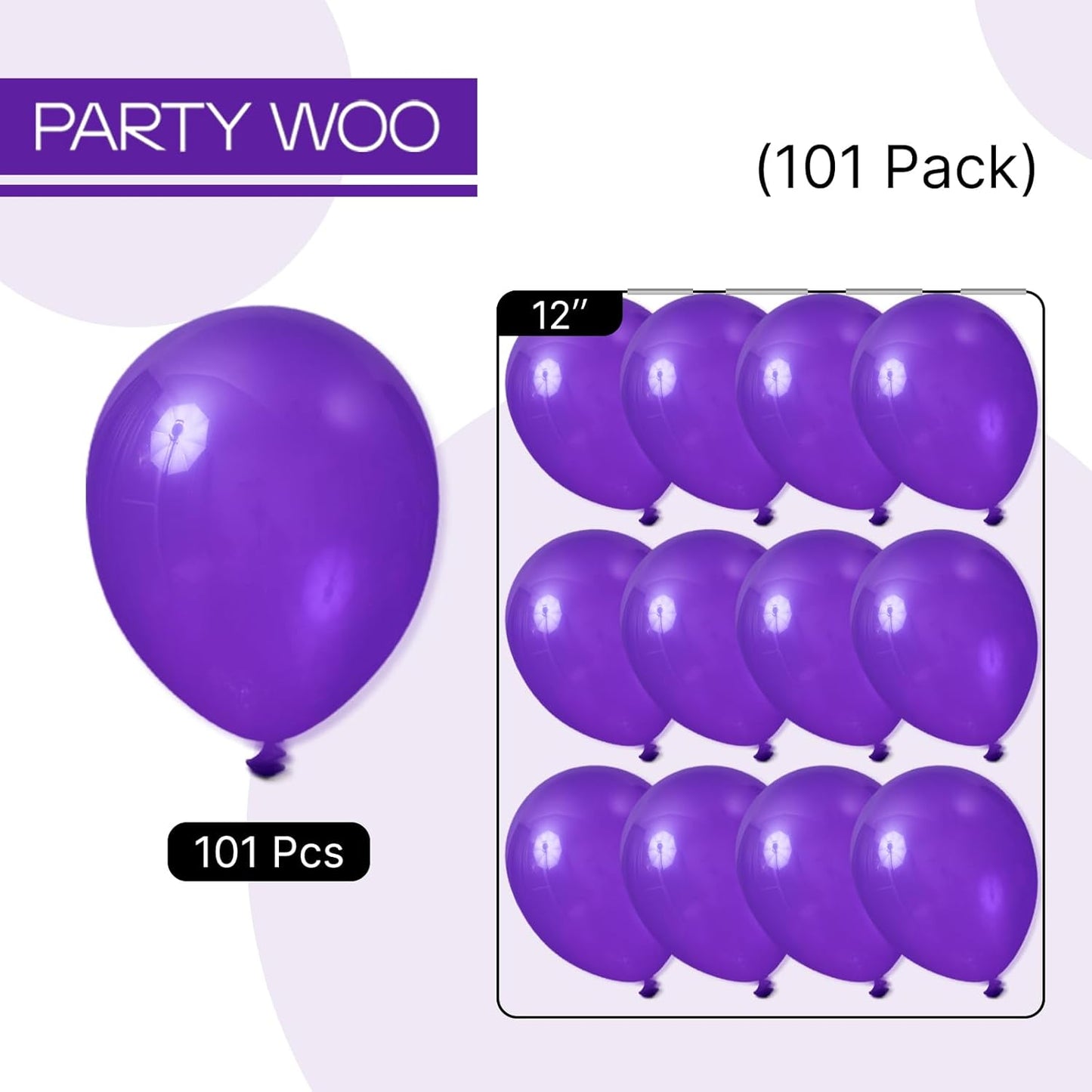 PartyWoo Dark Purple Balloons 101pcs 12 Inch Royal Purple Balloons for Graduation Halloween Mardi Gras Ramadan & Eid Wedding Baby Shower Anniversary Birthday Party Decorations Purple-Y16