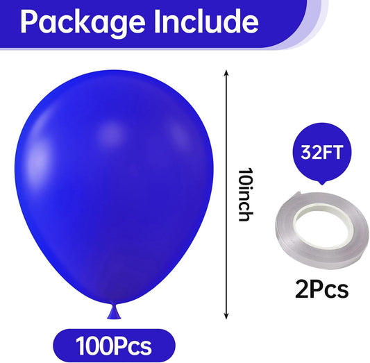 KALOR 10 Inch Royal Blue Balloons, 100 Pcs Latex Helium Balloons for Birthday Party Baby Shower Wedding Graduation Graduation Party Decorations