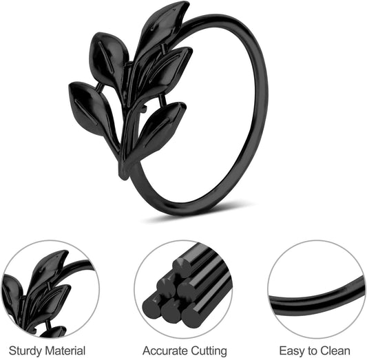 KPOSIYA Napkin Rings Set of 20 Hollow Cut Metal Napkin Holder Dinning Table Setting for Wedding Party Banquet Christmas Dinner Delicate Serviette Buckles Decor (Ye Zi-Black 20