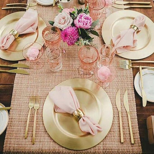 Efavormart 6 pcs 13" Gold Round Charger Plates for Tabletop Decor Holiday Wedding Catering Event Decoration