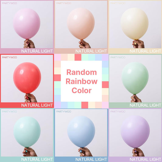PartyWoo Pastel Balloons 100 pcs 12 Inch Pastel Rainbow Color Spring Latex Helium Balloons for Graduation Baby Shower Gender Reveal Easter Birthday Party Decorations