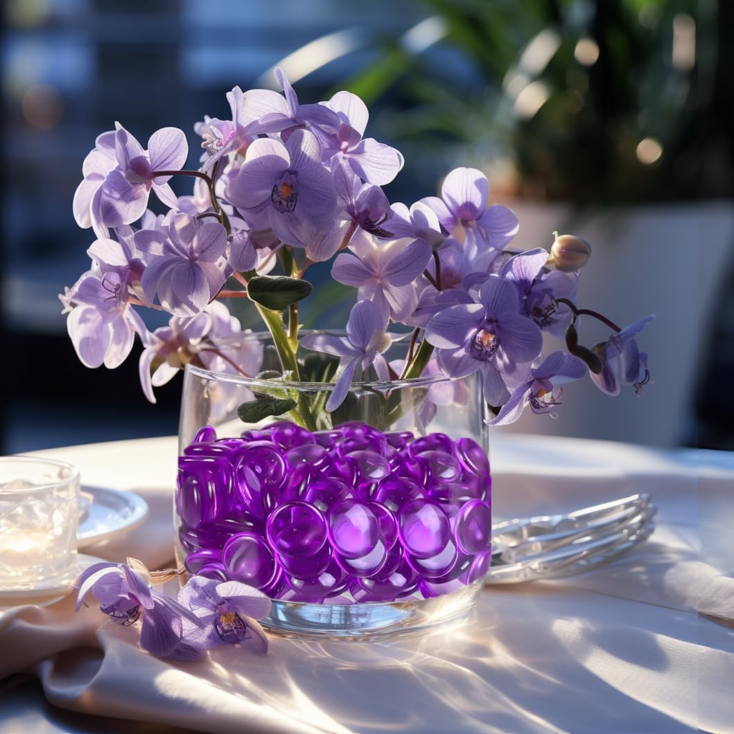 HappyFiller Fall Christmas Decor 630 PCS 0.6 inch Bright Purple Acrylic Flat Marbles No Broken Vase Fillers,Makeup Brush Holder Pebbles,Wedding Centerpieces Party Confetti,Home Accents