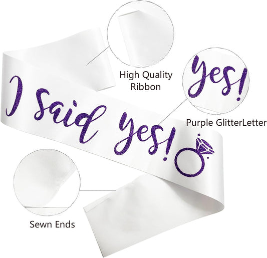 I Said Yes Sash,Future Mrs Sash Engagement Party SashBachelorette Party Sashes, Bridal Shower Sash for Bride to Be,Purple