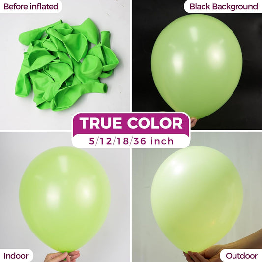 Bezente Lime Green Balloons 18 Inch- 30 Pack Large Thick Green Balloons Big Round Light Green Latex Balloons for Birthday Bridal Shower Dinosaur Jungle Party Decoration