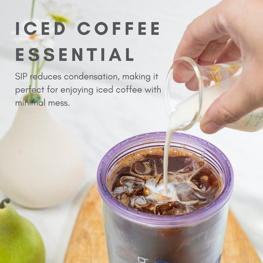 bzyoo SIP 24oz (710ml) Double Wall Plastic Tumbler with Lid and Straw Cold Drink Travel Mug Reusable Party Cup Perfect for Ice Coffee, Tea Office Poolside Parties Gifts Color: Butterfly Purple