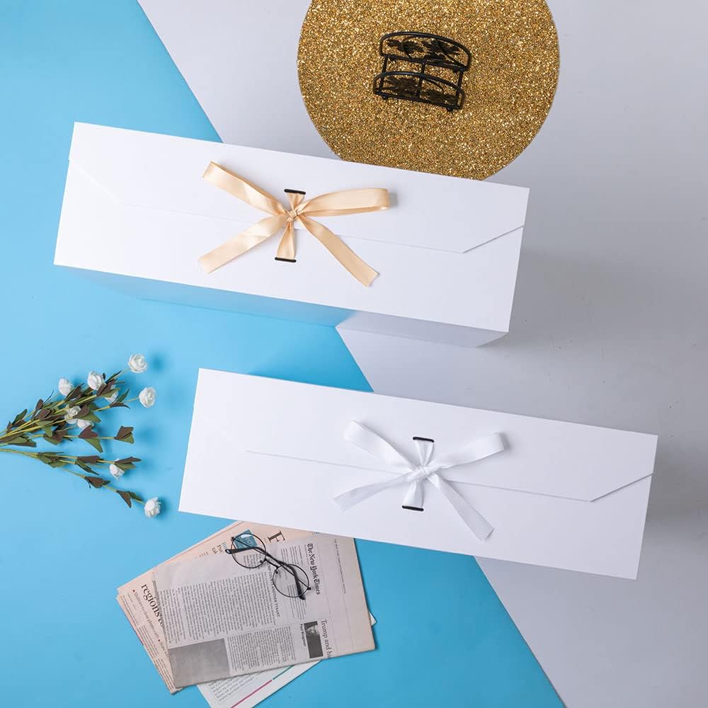 Extra Large White Gift Box with Ribbon 19x16x6 Inches,Gift Box with Lid Magnetic Closure (Glossy White)