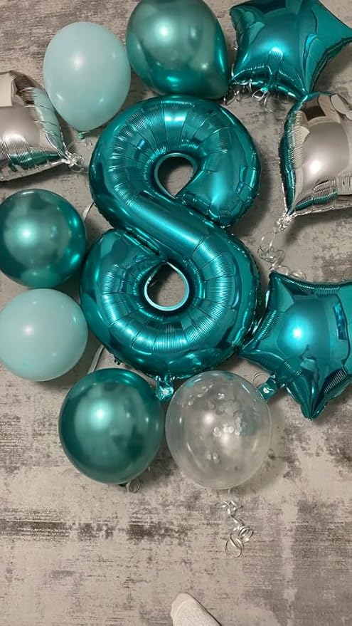 Teal Blue 7 Balloon, Number Balloons 40 Inch, 7th Birthday Decorations for Girls Kids, Party Decoration for Women, Number 7 Balloon