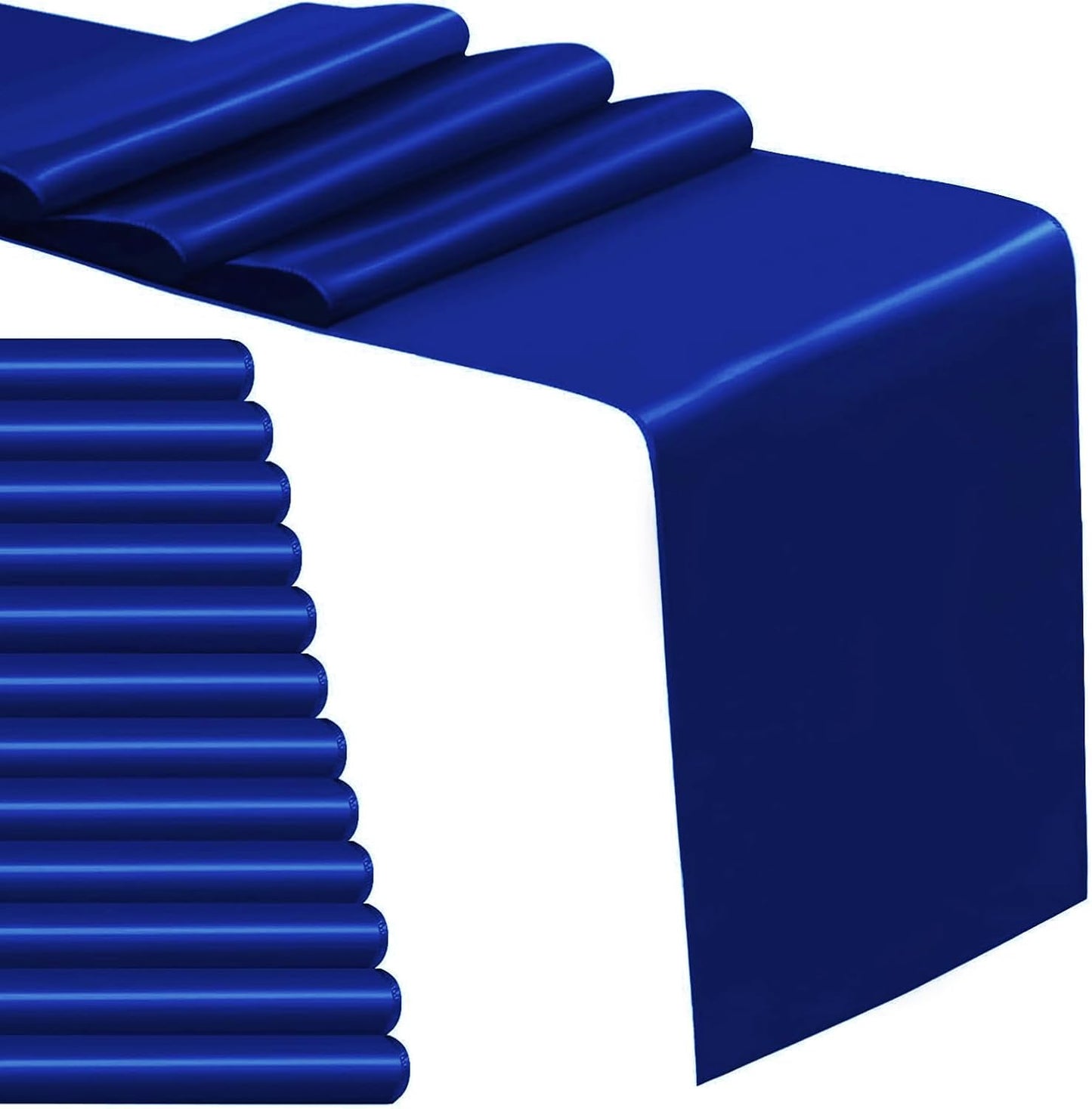 12 Pack Satin Table Runner 12 x 108 Inch Long Satin Table Runners for Wedding Banquet Graduations Birthday Party Decoration (Royal Blue)