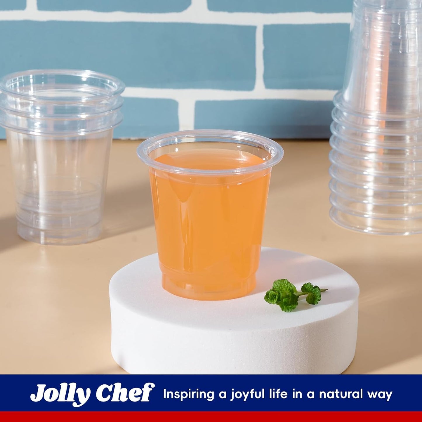 JOLLY CHEF 100 Pack Clear Plastic Cups, 9 oz Crystal PET Party Cups, Classic Clear Disposable Wine Cup for Wedding, Thanksgiving, Birthday, Halloween, Christmas Party