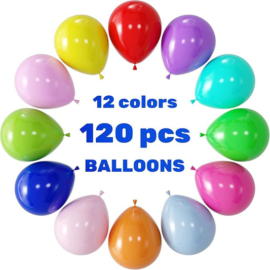 120pcs Colorful Balloons 12inch Rainbow Latex Balloons for Boys Girls Birthday Baby Shower Gender Reveal Wedding Decorations