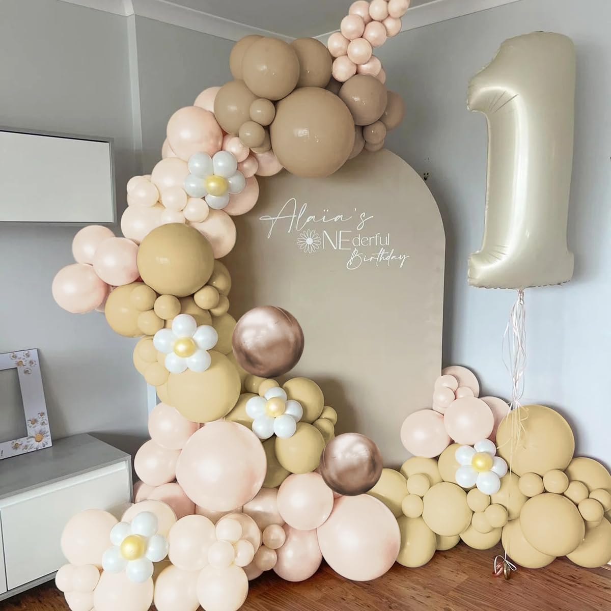Boho Ballon Arch Kit, 160Pcs Pastel Orange Nude Brown Metallic Champagne Gold Balloons Garland for Birthday Bridal Baby Shower Wedding Party Decorations