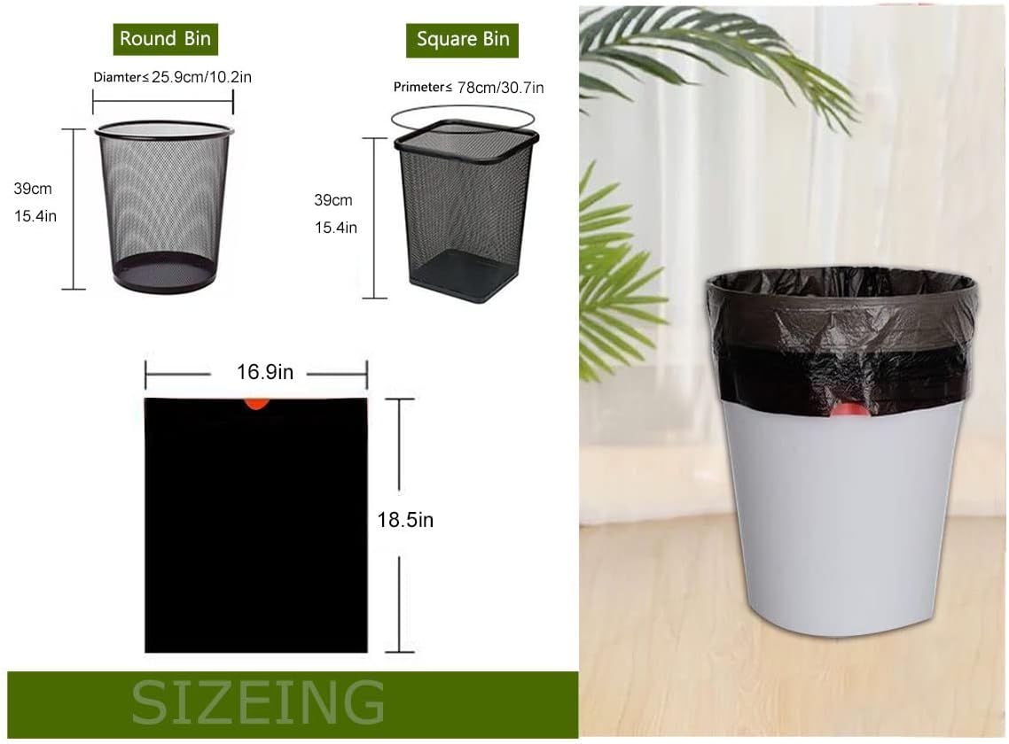 Feisco 3 Gallon Black Trash Bag,Small Drawstring Garbage Bag Trash Can Liner,100 Counts,0.55 Mil