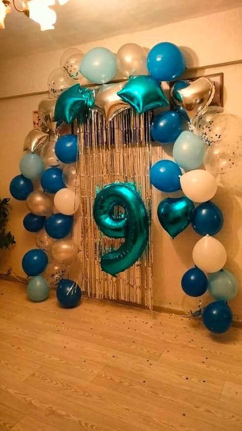 Teal Blue 9 Balloon, Number Balloons 40 Inch, 9th Giant Birthday Decorations for Girls, 19th 29th Party Decorations Supplies, Number 9 Balloon
