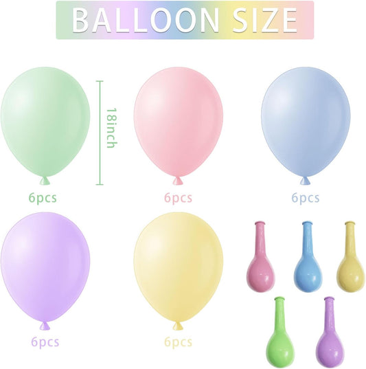 Pastel Balloons Latex Pastel Birthday Decorations 30 Pack 18 inch Round Helium Multicolor Macaron Rainbow Decor for Birthday Rainbow Party Baby Shower Wedding Easter Balloons Decorations