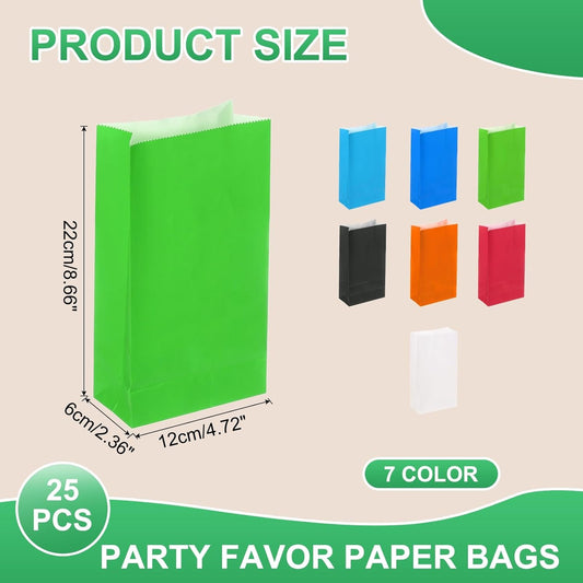 PATIKIL Party Favor Bag, 25 Pcs 8.7x2.4x4.7 Inch Mini Paper Candy Bags Gift Treat Celebration Halloween Goody Birthday Wedding Party with Stickers, Fruit Green