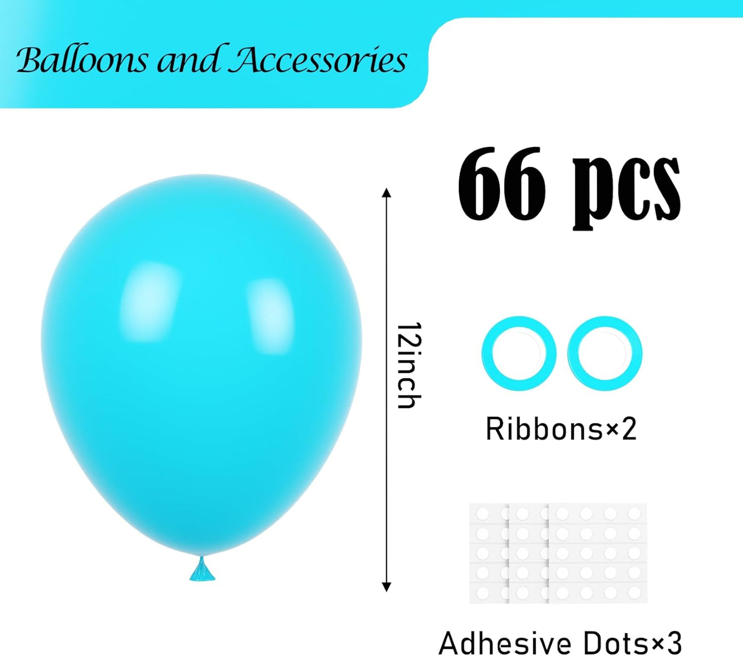 Peacock Blue Balloons, 66pack 12inch Teal Blue Latex Party Balloons for Wedding, Birthday, Graduation, Bridal Shower, Baby Shower, Gender Reveal, Anniversary Party Decorations
