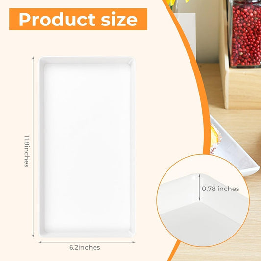 3pcs White Melamine Serving Trays, 11.8x6.2 Inch Reusable Rectangle Appetizer Platters, Plastic Tray for Desserts, Fruit, Cookies, Charcuterie, Snack, Party Food Display - Dishwasher Safe