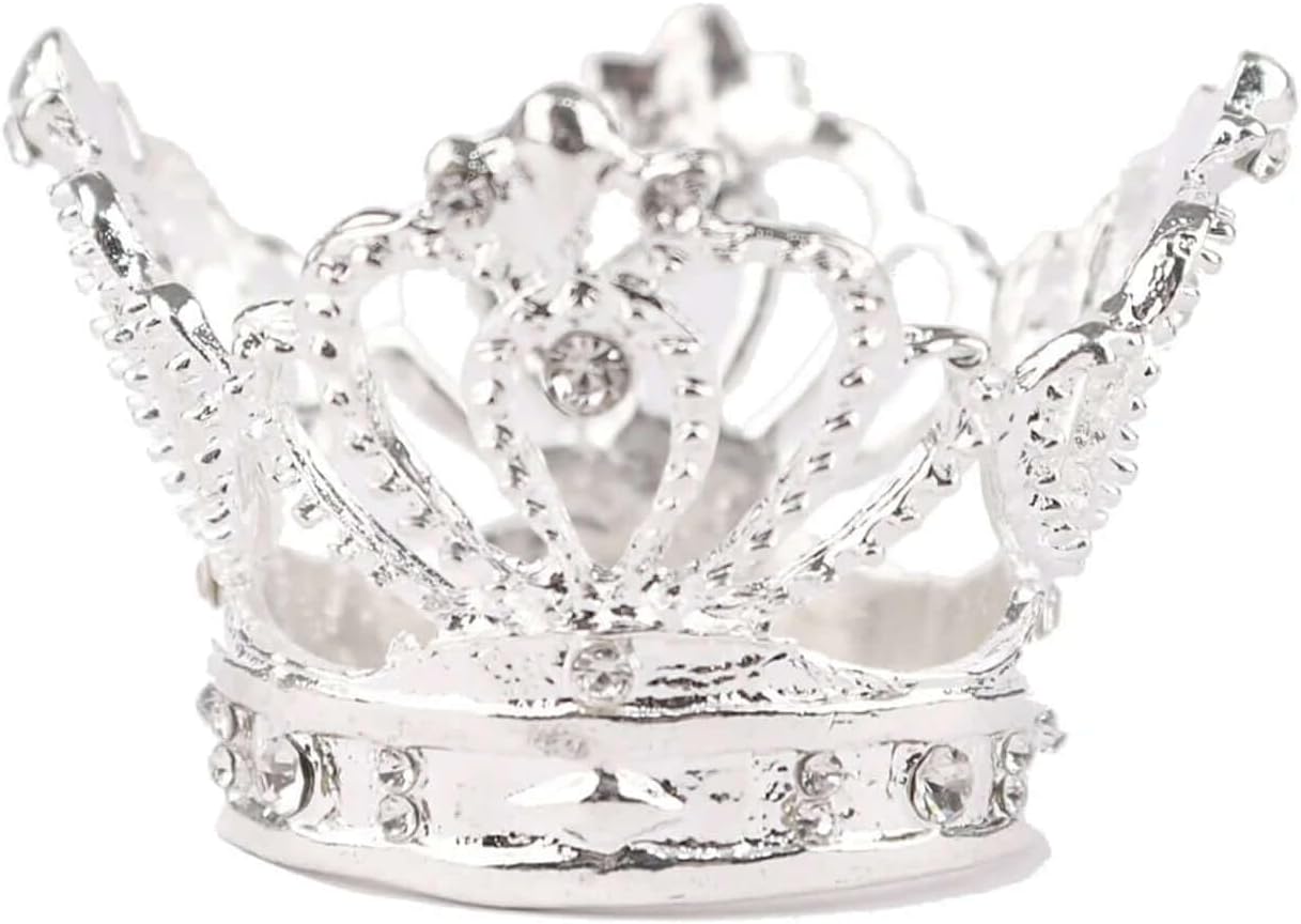 Efavormart 4 Pack | Silver Metal Crown Rhinestone Napkin Rings, Royal Bling Napkin Holders
