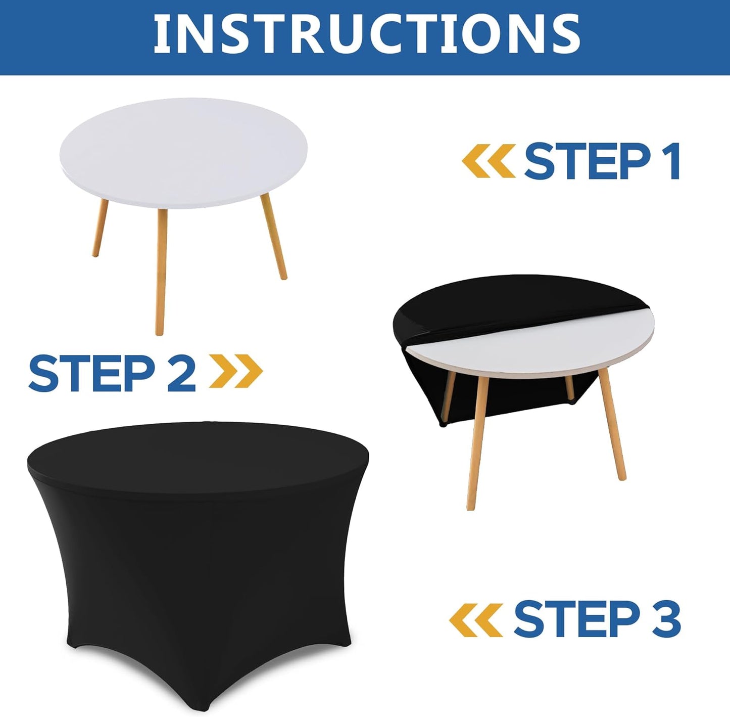 Fitted Round Table Covers 5ft-Spandex Elastic Table Cloths 6 Pack 60 Inch-Black Small Stretch Folding Tablecloth for Weddings Banquets Restaurant Buffet Event Parties Vendor Stand Tables