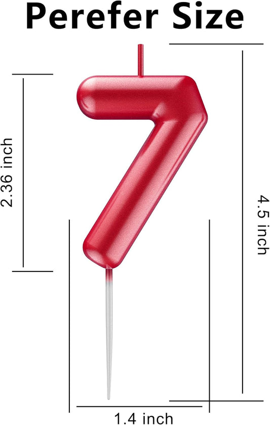 Red Number 7 Candle Happy Birthday 3D Number Candles for Birthday Cake Party Decoration Wedding Anniversary Celebration Supplies