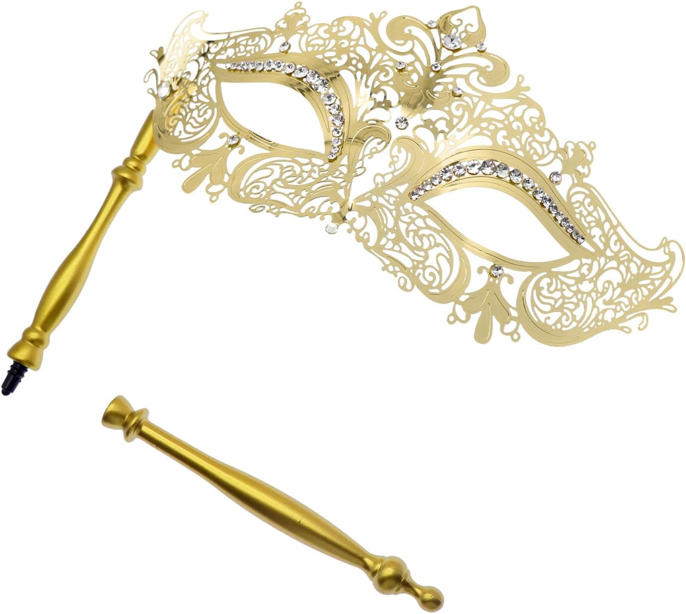 Coddsmz Masquerade Mask with Stick Venetian Mask Mardi Gras Decorations for Womens Halloween Costume Mask