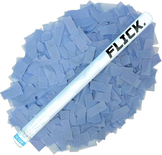 Ultimate Confetti - 8 Pack Baby Blue Confetti Wands - Handheld 14" Biodegradable Tissue Paper Confetti Flick Flutter Sticks For Wedding, Birthday, Parties & Live Events - 2 Handfuls, 1.5 oz Each Stick