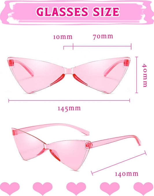 Heart Shaped Rimless Sunglasses 12Pack, Bachelor Party Cool Colorful Funky Sunglasses