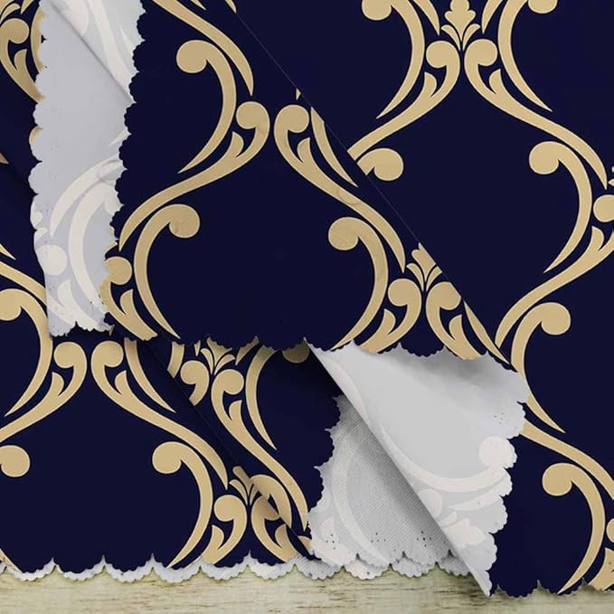 Yibeas Baroque, Damask Cloth Napkins Set of 4 Soft Gold and Blue-Black Ornament Polyester Dinner Napkin for Family Restaurant Weddings Parties 18 x 18 inch