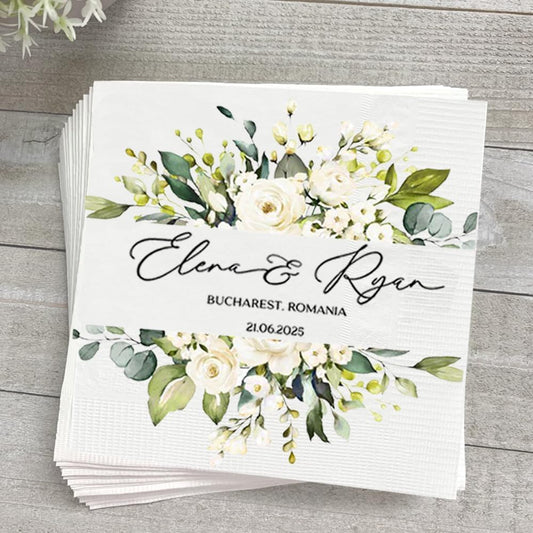Personalized Wedding Cocktail Napkins, Customized Monogram Wedding Napkin, Custom Dinner Napkins For Bridal Shower, Beverage Cocktail Luncheon Dinner, Engagement Party Decorations, Anniversary Decor