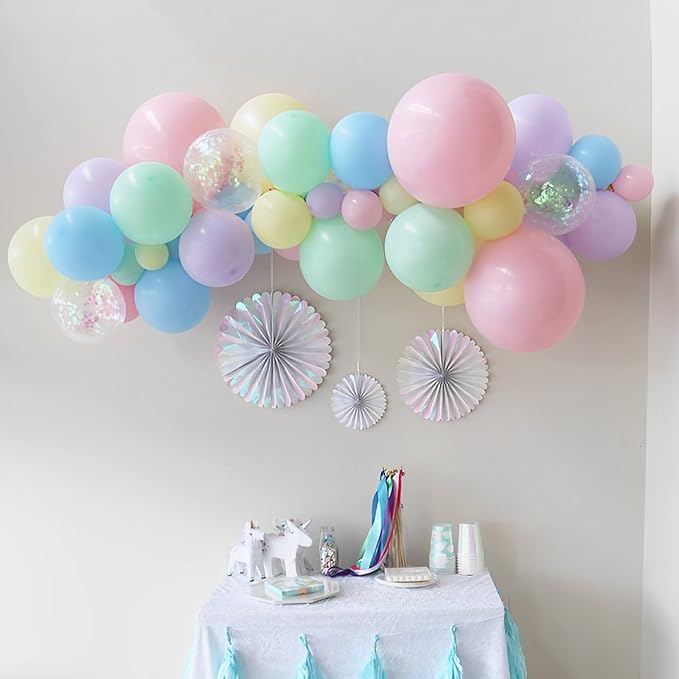 110pcs Pastel Balloons 12inch Macaron Latex Party Balloons for Graduation, Easter, Wedding, Birthday, Bridal Shower, Rainbow Party, Baby Shower, Anniversary Party Decorations
